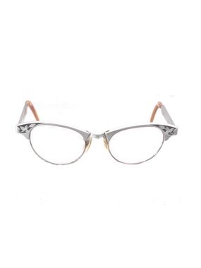 SALE ! Pristine Vintage 1950s Artcraft 4 1/4 - 5 1/2 Aluminum Cat Eye Glasses